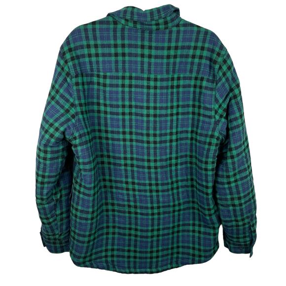 Telluride Clothing Co Flannel Jacket Green Navy Blue Large Sherpa Lined New - Picture 2 of 11